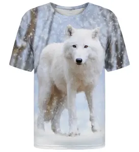 White Wolf Printed Fashion Short Sleeve Men's 3D Printed T-Shirt Casual Commuter Round Neck Tops Summer Street Style