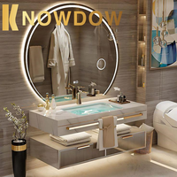 KNOWDOW italien marbre Villa vanité luxe salle de bain comptoir manoir évier armoire haute qualité personnaliser taille