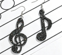 Boucles d'oreilles pendantes en acrylique motif note de musique, style dessin animé, tendance, bijoux faits à la main pour femmes, pour usage quotidien