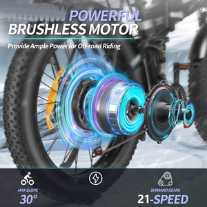 จักรยานไฟฟ้าพับได้ขนาด 26 นิ้ว 48v23Ah รุ่น Fatbike พร้อมระบบเบรกไฮดรอลิก SHIMANO 21 สปีด สำหรับผู้ใหญ่ ขายส่ง - Product Image 4