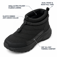 Bottes de neige courtes à la cheville pour femmes et hommes, résistantes à l'eau, doublure en peluche 600g, cordon de serrage rapide, poignets côtelés en tricot