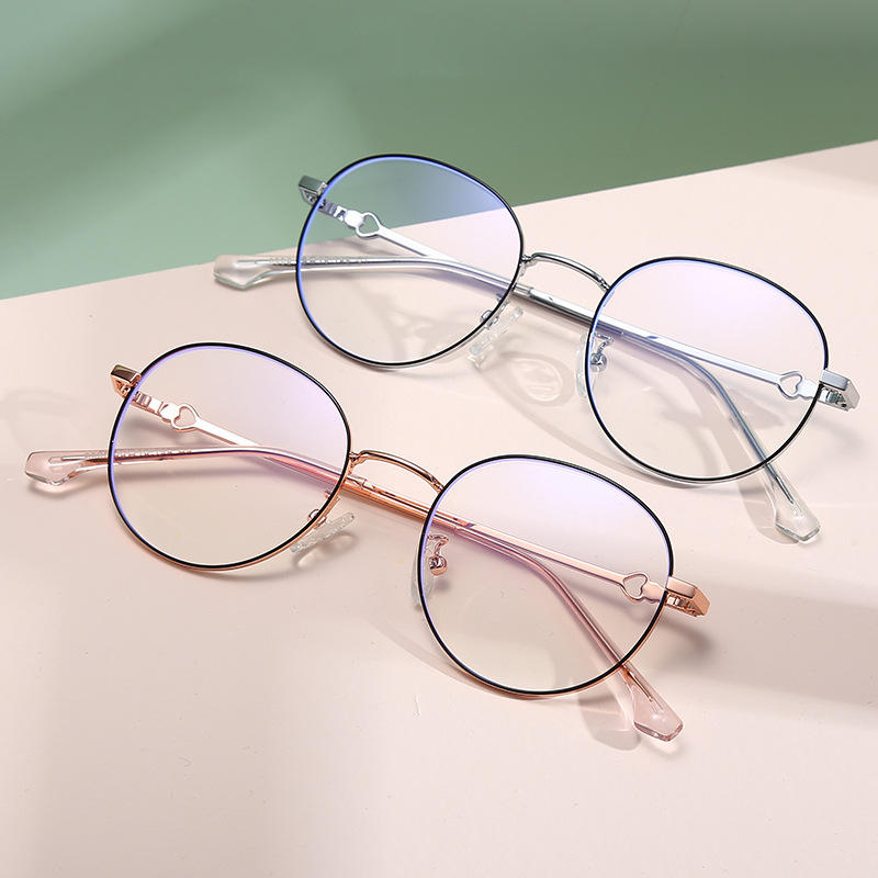 Super Light New Model Optical Frame Women Metal Computer Glasses Fashion  Heart Anti Blue Light Eyeglasses