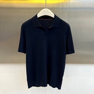 Luxury quality Loro old style casual slim-fit business Piana stretch summer striped short-sleeved Knitted polo <b>shirt</b> For men - Product Image 4