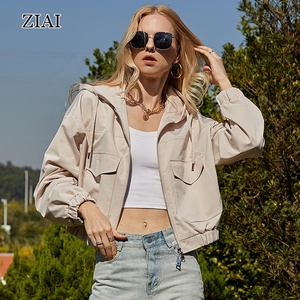 Haute qualité nouvelle <span class=keywords><strong>femme</strong></span> Ins couleur unie manteau <span class=keywords><strong>court</strong></span> poche revers décontracté mode tendance recadrée couche de finition - Product Image 6