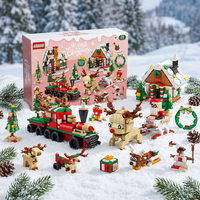 WEEBO Ensemble de blocs de construction de Noël 30 en 1, maison en pain d'épices, train, rennes, traîneau, Père Noël, bonhomme de neige, briques DIY, cadeau