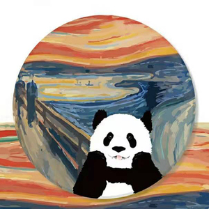Sous-verre rond en céramique écologique Jia Yi Panda Cartoon, en diatomite marocaine, diamètre 103 mm, épaisseur 8 mm, contemporain, personnalisable - Product Image 2