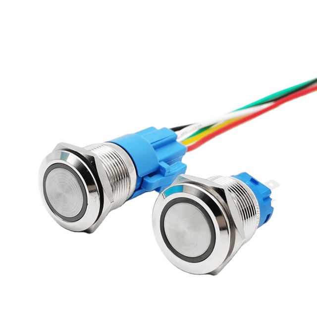 Abei 19mm Push Button Illuminated Led Light 12v 24v Dc Lamp Switch Metal Waterproof Push Button Switch Momentary