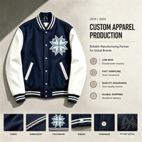 Blouson universitaire unisexe style preppy en PU patchwork à simple boutonnage, coupe droite, respirant, coupe-vent et écologique pour l'automne (ODM/OEM)