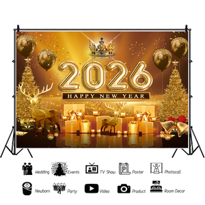 Chúc mừng năm mới lễ kỷ niệm 2026 nền Banner Trang trí lễ hội cho đêm Giao Thừa, trang trí phòng và sân vườn, đạo cụ gian hàng ảnh - Product Image 3