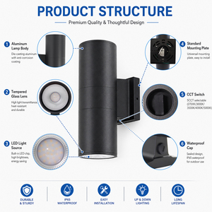 LED moderno nero opaco su e giù la parete esterna della parete esterna luce esterna per la casa 5CCT lampada esterna di colore - Product Image 2