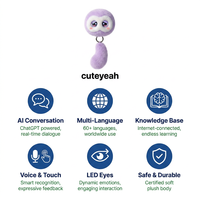 Pendentif en peluche électrique IA ChatGPT Lavender Shy avec yeux lumineux à intensité réglable, jouet personnalisé, multilingue, intelligent et éducatif 2026