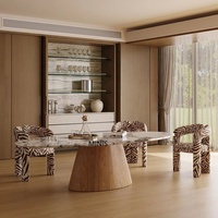 Hochwertiger Esstisch im Tropfenstil für Zuhause, Modernes Minimalistisches Design, Wasserfester und Fleckenresistenter Naturstein-Marmor-Esstisch