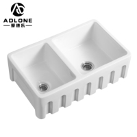 Majordome de cuisine Fireclay 30 pouces évier de cuisine en céramique blanche polie Simple Double bol forme carrée égouttoir tablier avant accessoire