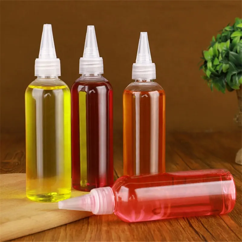 Fuyun شفافة أشار الفم زجاجة بلاستيكية PET للعصر زجاجات إبرة غطاء لون معجون صبغ زجاحة ضغط مع فوهة