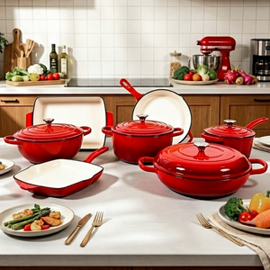 11pcs Enameled Cast Iron Cookware Set Non-stick Dutch Oven Pots and Pans Set Heavy Duty Casserole <b>Saucepan</b> with Lids - Product Image 1