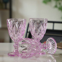 Gobelets à eau élégants pour la décoration de table, motif diamant classique, 13 oz, verre rose ambre, couleur personnalisée, verres à vin pour mariage