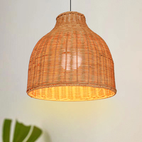 Vente chaude, magnifique lustre de table rustique en forme de boule, abat-jour en rotin tressé, abat-jour fait main sur mesure pour salle à manger