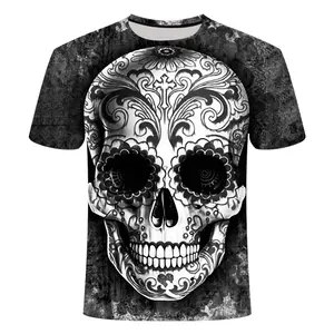 Wholesale custom sublimation 3d men's t-shirts 2023 Skull Print T-shirt graphic t-shirts for men clothes for men