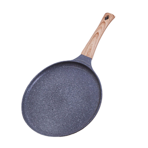 Poêle à oeufs en fonte d'aluminium Tawa Pizza Poêle à crêpes antiadhésive en granit Manche en bois de bakélite - Product Image 1