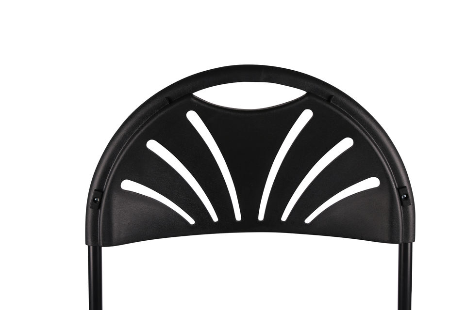 Black Comfortable Portable Folding Chair Fan Back Design Plastic Frame ...