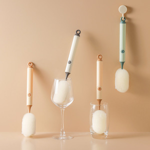 Cup <b>Brush</b> Long Handle Sponge Dual Head For Baby Bottle Water Glass Cleaning Hanging Storage Plastic Material - Product Image 4