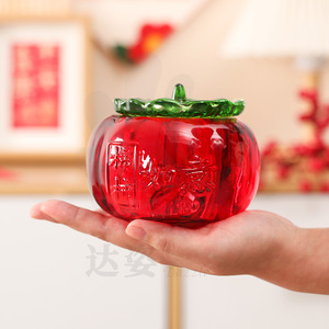 Darz Crystal Persimmon Jar Ornament 1-3L Multifunction Storage Living Room Decorative <b>Candy</b> <b>Box</b> Accessories - Product Image 3