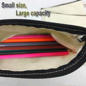 Sac de maquillage en toile de coton, fermeture éclair, Logo personnel personnalisé, pochette polyvalente pour étiquette privée, blanc, noir, 50 pièces - Product Image 4