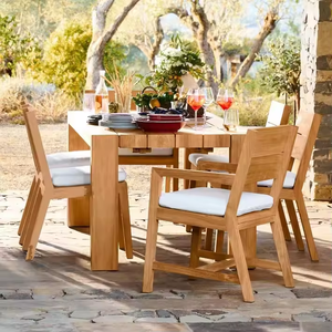 Fashion High Quality Modern Teak Furniture Wicker Back with Waterproof Cushions Wood Patio Dining <b>Garden</b> Outdoor Chair - Product Image 5