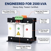 Transformateur de contrôle sec triphasé à noyaux, basse fréquence 50/60Hz, pour application électronique de redressement combiné, 220V 380V