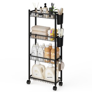 Chariot de rangement mobile sur pied à 3/4 niveaux pour <span class=keywords><strong>les</strong></span> espaces étroits de salle de bain et toilettes, sans installation requise, exclusivité transfrontalière - Product Image 5