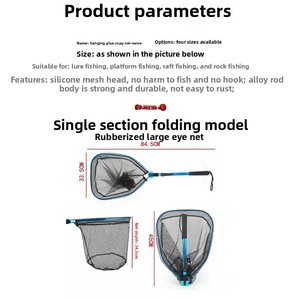 Épuisette de pêche pliable portable en aluminium monobloc anti-accrocs pour gros poissons et pêche en mer - Product Image 2