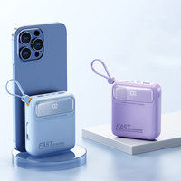 Batteries externes portables mini Li-Polymère 10000 mAh avec câble intégré, affichage numérique LED, charge rapide pour l'extérieur