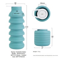 Gobelet d'eau pliable en silicone, grande capacité, bouteille d'hydratation pour les voyages en plein air, résistant aux hautes températures, de qualité alimentaire, portable