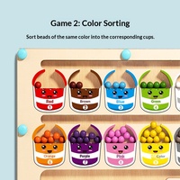 Jeu de perles à déplacer en bois Montessori écologique pour l'apprentissage précoce, avec chiffres et couleurs, pour enfants