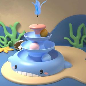 Entrega Rápida, Torre de Juego para Gatos de 3 Niveles, Pista Interactiva para Entrenamiento de Inteligencia, Torre con Varilla Estimulante Giratoria para Gatos - Product Image 4