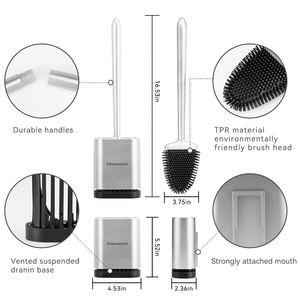Juego de Soporte y Cepillo para Inodoro de Alta Calidad, Fácil de Usar, con Cabezal Flexible de Silicona para Limpieza - Product Image 4