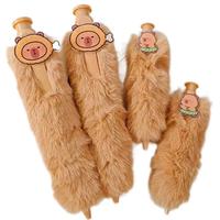 Bolígrafo de Peluche de Capibara con Logotipo, Kawaii, 1.0 mm, Papelería, Bolígrafo de Punta Redonda para Niños, Bonito Bolígrafo de Plástico, Regalo de Cumpleaños, Tipo Push, Promocional
