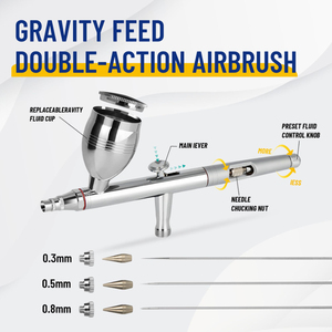 Aerógrafo de Doble Acción con Alimentación por Gravedad, Color Plateado, Control de Fluido Ajustable, Herramienta para Maquillaje y Arte de Uñas - Product Image 1