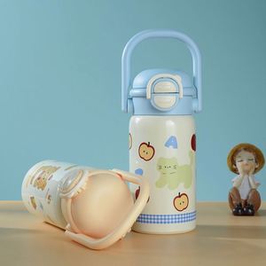 500Ml School Season Children's <b>Thermos</b> <b>Cup</b> Baby Double Drinking Pipette One-Button Open Lid Student Water Bottle With Handle - Product Image 3
