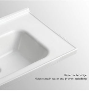 Lavabo Rectangular Moderno de Cerámica/Porcelana Blanca para Baño, Hotel, Instalación Sobre Encimera - Product Image 5