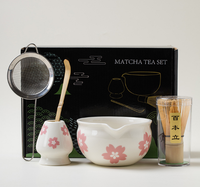 Nouvelle arrivée Matcha bol fouet support rose couleur Matcha ensembles avec boîte-cadeau ensembles de Matcha en céramique