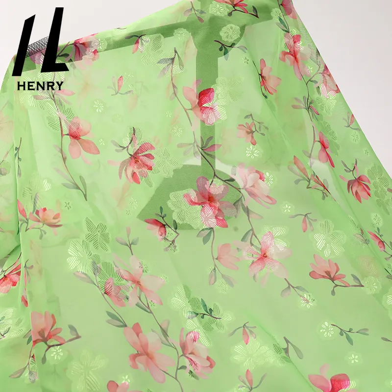 Wholesale New Arrival Chiffon Fabric 100% Polyester Jacquard Crepe Material Floral Prints For Women Children Dress