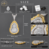 Collier de luxe en moissanite VVS avec pendentif gourde rotatif double face flamme, bijou de fête, cadeau, symbole de bonne fortune