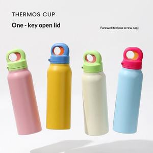 304 Stainless Steel Vacuum Insulated Water Bottle One Click Lid Portable <b>Thermos</b> Bottle 600ml for Travel Gym Outdoor - Product Image 6