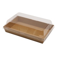 Papier kraft brun jetable plateau de restauration rapide boîtes à déjeuner couvercle anti-buée restaurant à emporter traiteur sushi emballage finition mate