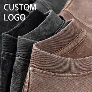 <span class=keywords><strong>HAYU</strong></span> 2024 venta al por mayor lavado ácido Vintage camiseta de alta calidad 100% algodón personalizado de gran tamaño Hip Hop diseño corto 260 gramos de punto - Product Image 2