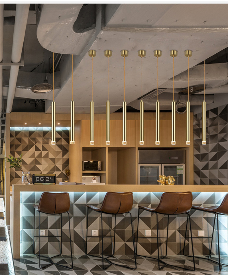 Modern Led Pendant Lamp Long Tube Cylinder Pipe Hanging Lamps Cord Pendant Light For Living Room