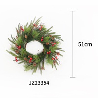 Cincin buah pinus cemara merah 51cm, karangan bunga Natal buatan, bunga tanaman yang diawetkan, penggunaan dekorasi pesta rumah hijau