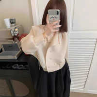 Miyake Einfarbiger Plissierter Crop-Blazer für Damen mit Fledermausärmeln, Offener Front und Knopfleiste, Elegante Büro- und Freizeitjacke, Neu