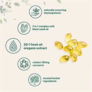 OEM Óleo de Orégano Softgels para Homens Mulheres 300 Contagem 2-em 1 com Óleo de Semente Preta 200mg Dropshipping Antioxidante Eficácia - Product Image 3